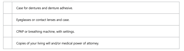Hospital Checklist