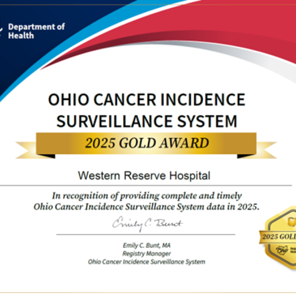 2025 Gold Award for Cancer Incidence Reporting