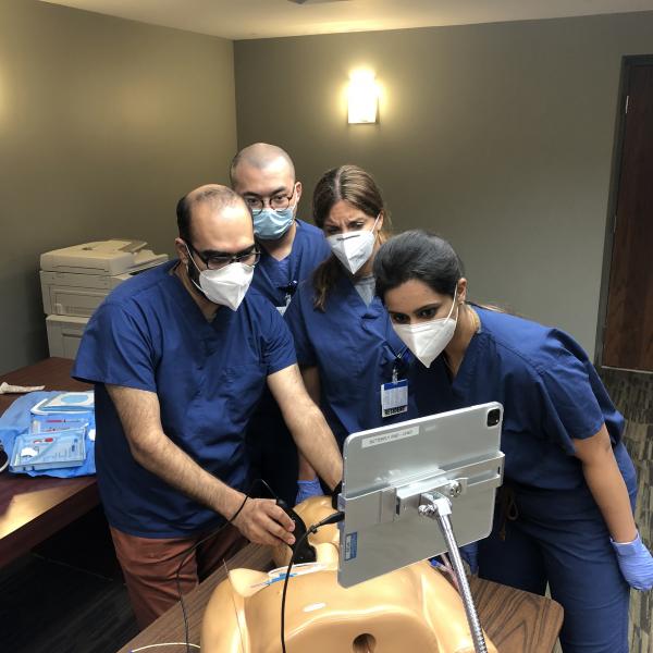 L to R: Dr. Haroon Haque (Instructor,PGY3 Internal Medicine), Lin Zhuang, Alicia Bianco, Parul Malhotra